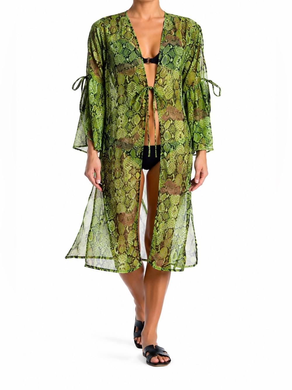 NWT Kendall + Kylie Snake Print Ruffle Sleeve Duster Kimono Medium